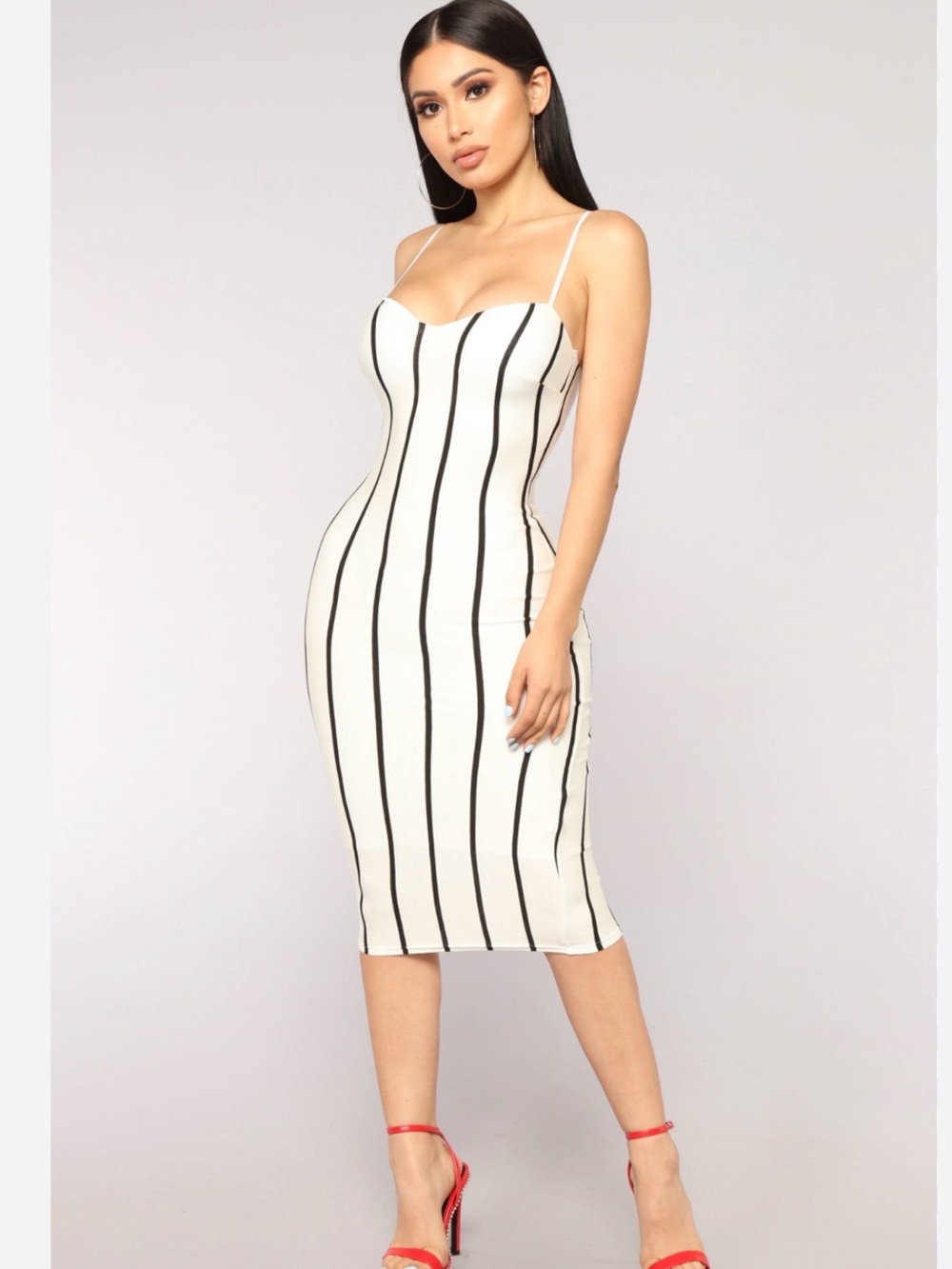 Fashion Nova Black & White Stripe Dress